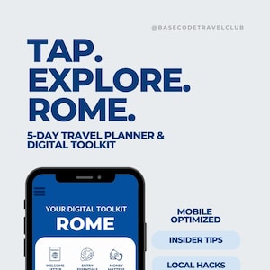 Rome Travel Planner PDF | 5 Day Italy Itinerary Builder | Digital Rome Guide | App-Style Vacation Trip Template