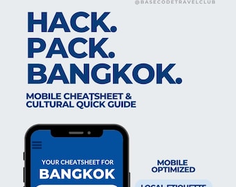 Bangkok Cheatsheet | Digital Travel Tips PDF | App Style Guide for Thailand | Transit, Etiquette, Essentials | Mobile-Friendly Download