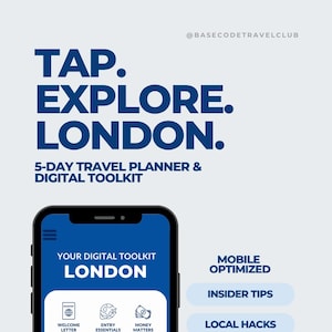 London Travel Planner PDF | 5 Day UK Trip Itinerary Guide | Digital City Guide | App-Style London Travel Template