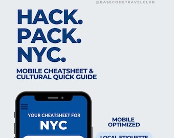 NYC Cheatsheet | Digital Travel Tips PDF | App Style Travel Guide for New York | Subway, Etiquette, Essentials | Mobile-Friendly Download