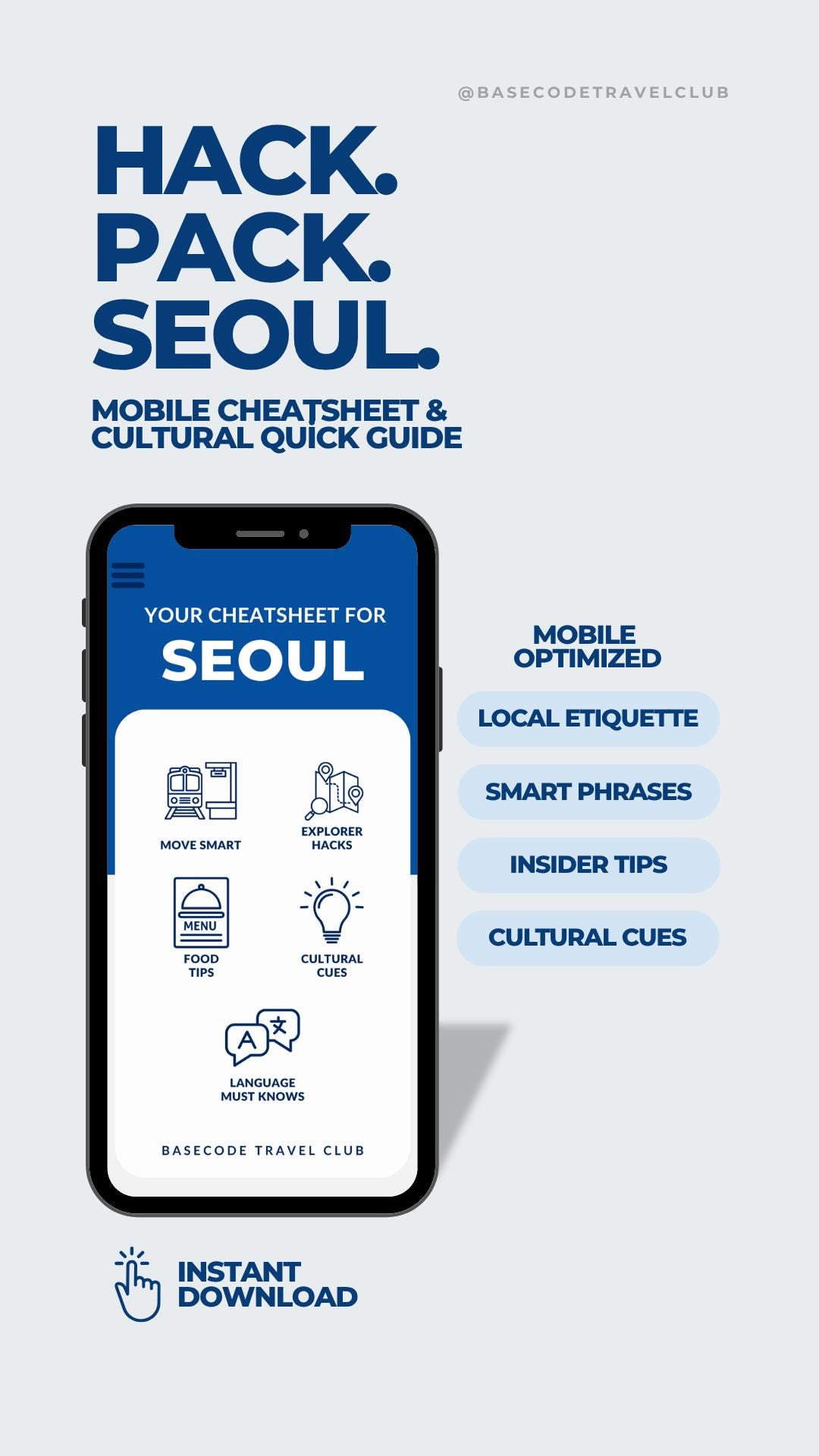 Seoul Cheatsheet | Digital Travel Tips PDF | App Style Guide for South Korea | Transit, Etiquette, Essentials | Mobile-Friendly Download