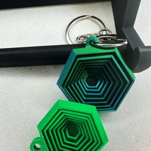 Hexagon Layered Keychain Fidget – 3D Printed Geometric Spinner