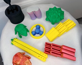 3D-utskrivet Fidget-leksakspaket, Sensoriska leksaker för fokus, stresslindring