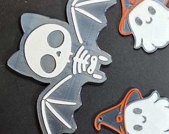 3D Printed Halloween Ornaments – Bat Skeleton & Ghost Decor