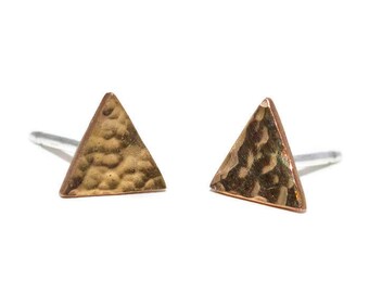 Geometric triangle high quality studs, with sterling silver post and secure pressure backs