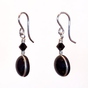 Black Glass Dangle Earrings with Sterling Silver earing wires, versatile earrings, everyday earrings image 4