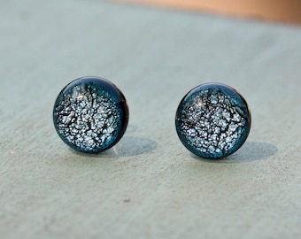 Sterling Silver sparkle glass stud earrings,