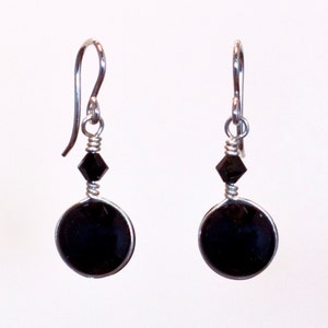 Black Glass Dangle Earrings with Sterling Silver earing wires, versatile earrings, everyday earrings image 3
