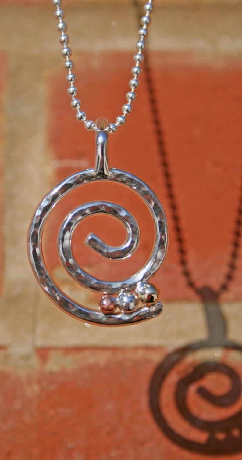 Sterling Silver Karma Pendant Mixed Metals Copper Yellow Etsy