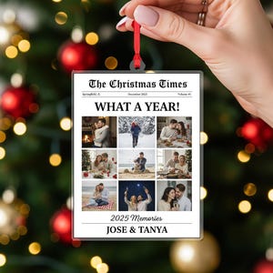 Personalized Newspaper Ornament –  Custom Image What A Year For Couple Gifts