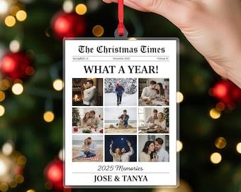 Personalized Newspaper Ornament –  Custom Image What A Year For Couple Gifts