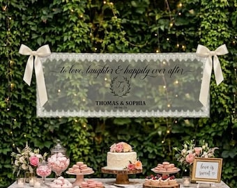 Personalized Wedding Lace Tapestry: Custom Initials Happily Ever After Banner