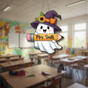 Personalized Teacher Ghost Sign: Halloween Classroom Decor
