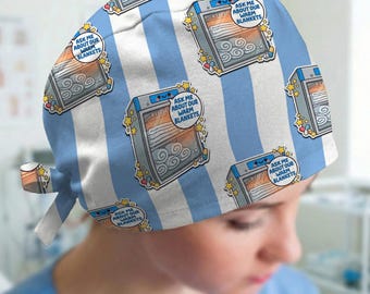 Funny Scrub Cap: Warm Blanket Quote Blue Striped Medical Hat