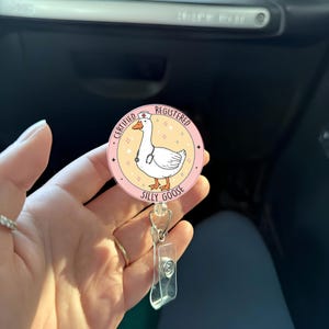 Certified Registered Silly Goose Badge Reel, Funny Nurse Gift, Cute Retractable ID Holder for Healthcare Worker, Medical Staff Accessory
