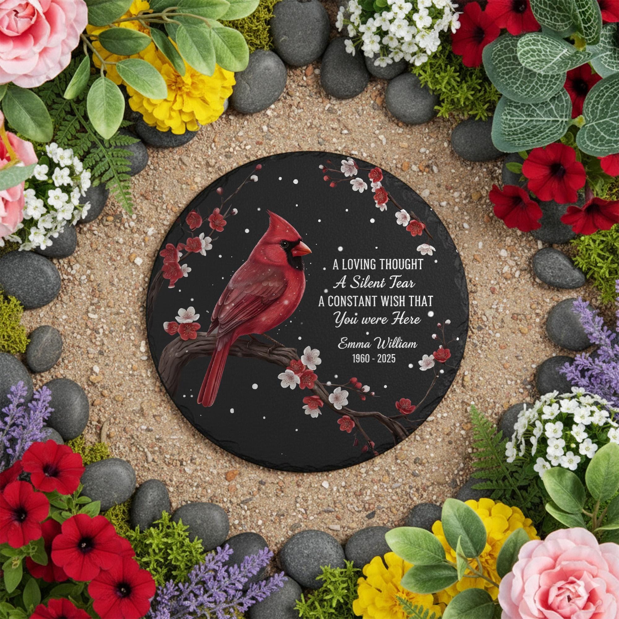 Custom Cardinal Memorial Stone - Personalized Loss Gift, Garden ...