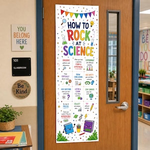 Classroom Door Banner Science Theme Educational Poster Lab Rules Wall Sign