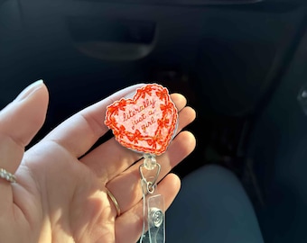 Literally Just a Girl Badge Reel Cute Heart Shape Red Bow Retractable ID Holder Funny Nurse Teacher Gift Coquette Aesthetic Office ID