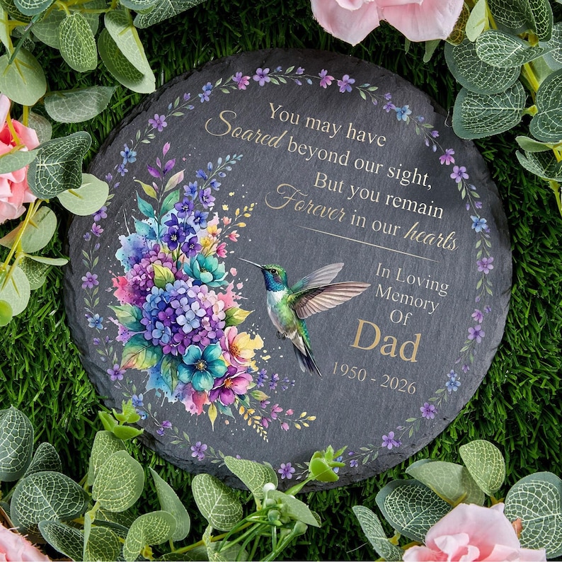 Personalized Memorial Stone – Hummingbird Sympathy Garden Stone, Custom ...