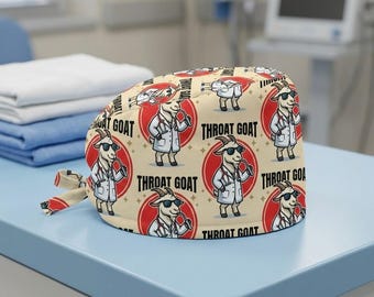 Throat Goat Surgical Scrub Cap: Funny ENT Doctor, Anesthesiology or SLP Pattern