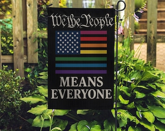 Pride Garden Flag LGBTQ+ | We The People Means Everyone Yard Flag | Inclusive Outdoor Decor | Equality Flag for Pride Month Celebration