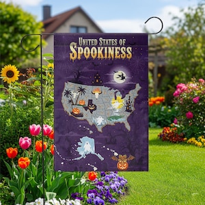 USA der Spuk-Halloween-Flagge, Spuk-Yard-Banner, Geisterhexe-Kürbis-Herbst-Gartendekoration