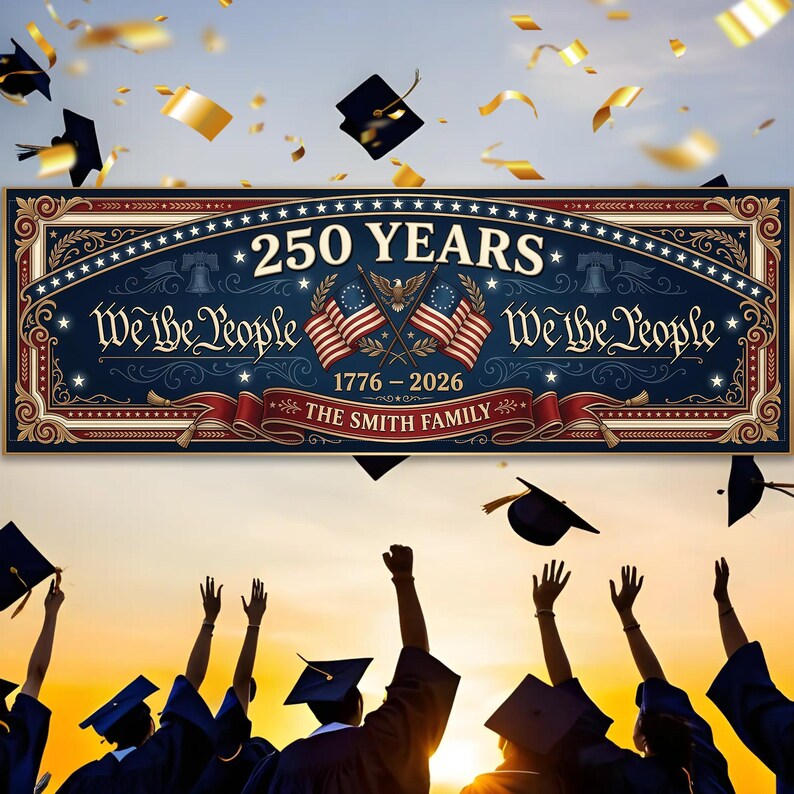 Personalized USA 250th Anniversary Banner: Custom Family Name, 1776 ...