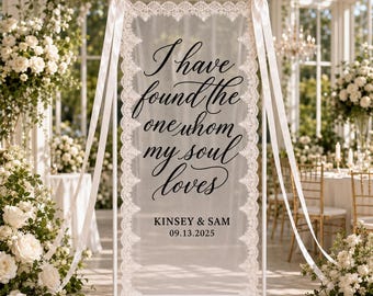 Personalized Wedding Sign: Custom Sheer Lace Tapestry, Found The One