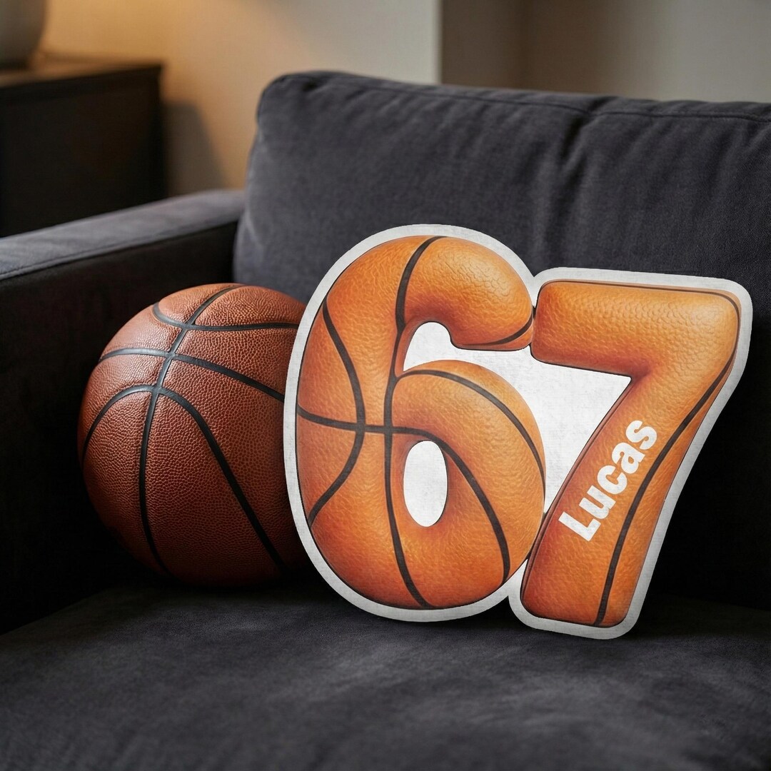 Custom Basketball 67 Pillow: Personalized Sports Six Seven Kid Room ...
