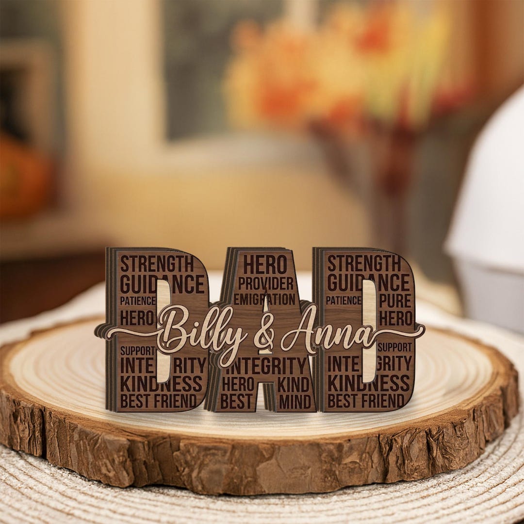 Personalized Printed Wood Dad Block Sign: Custom Kids Names Father's ...
