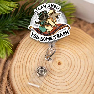Bobine de badge drôle avec opossum, je peux vous montrer des déchets, porte-carte d'identité rétractable pour infirmière, enseignant, technicien vétérinaire, cadeau de bureau, humour de petit garçon