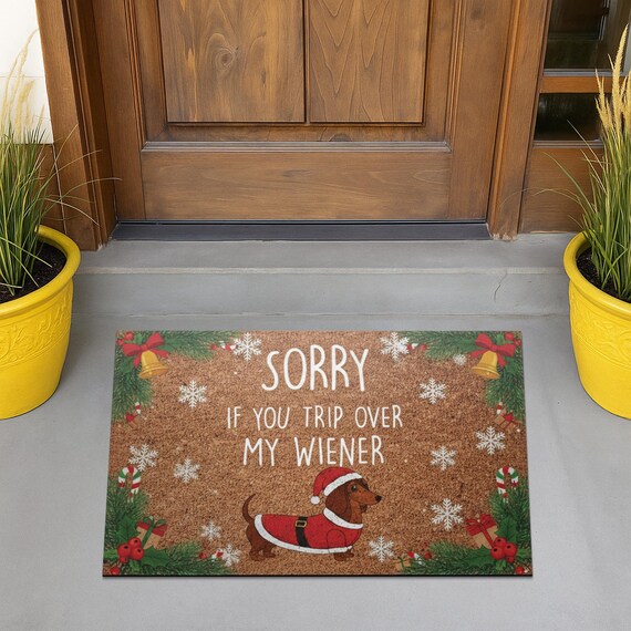 Christmas Dachshund Doormat – Funny Outdoor Welcome Mat With