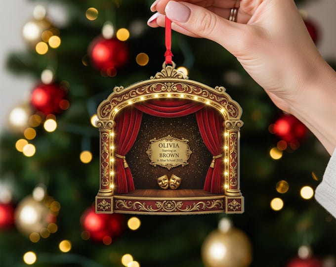 Personalised Theatre Stage Ornament – Actor Actress Christmas Ornament, School Playing Keepsake