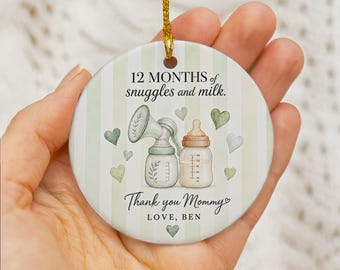 Personalized Breastfeeding Milestone Ceramic Ornament: Custom Pumping Journey Keepsake