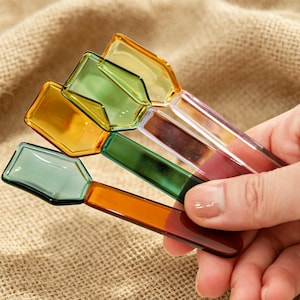 Cucharas de vidrio soplado a mano de colores, mini cucharas de postre de vidrio para café, té, mermelada, miel y helado, regalo para la cocina