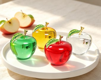 Handmade Glass Apple Ornament – Desktop Decor, Paperweight, Fruit Art (Small/Large)