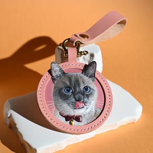 Custom Pet Leather Purse  Bag Charm -Personalized Dog Portrait Luggage Tags Cat Keychain -Handmade Pet Memorial Gift -Pet Owner Gift