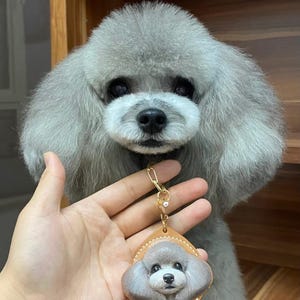 Custom Hand-Painted Leather Pet Portrait Bag Tag/Keychains: Dog Cat Memorial