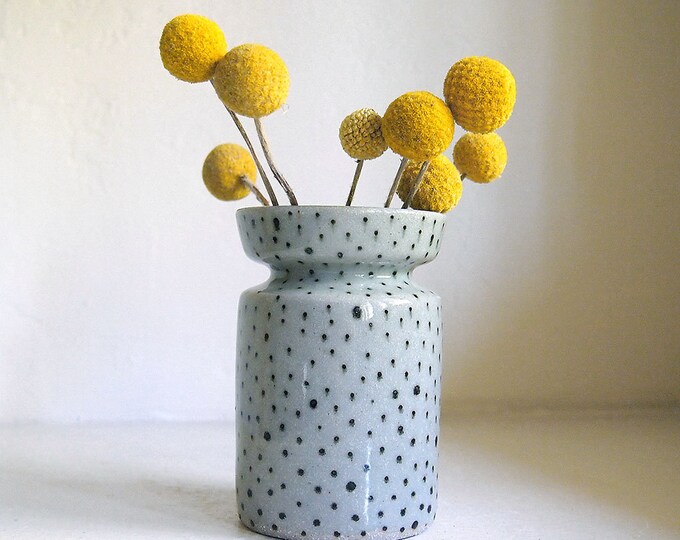 Ceramic Black and White Polka Dot Cinched Vase Etsy