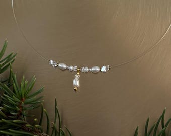 Minimalist Perlen Choker, elegante Braut Halskette, Brautjungfer Schmuck