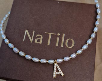 Minimalist Buchstabe Anhänger Halskette, zierliche Ohrringe, Damen Armband, Schmuckset für Frau