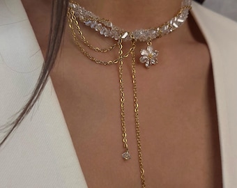 Blume Anhänger Choker, baumeln Ohrringe, Frauen botanische Schmuckset
