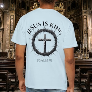 Christelijk T-shirt, uniseks | Psalm 91 Bijbeltekst | Religieus geschenk geloof