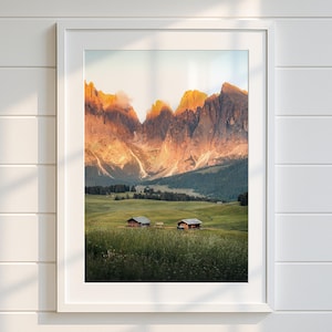 Seiser Alm Photography Print, Alpe di Siusi Dolomites Sunset Wall Art