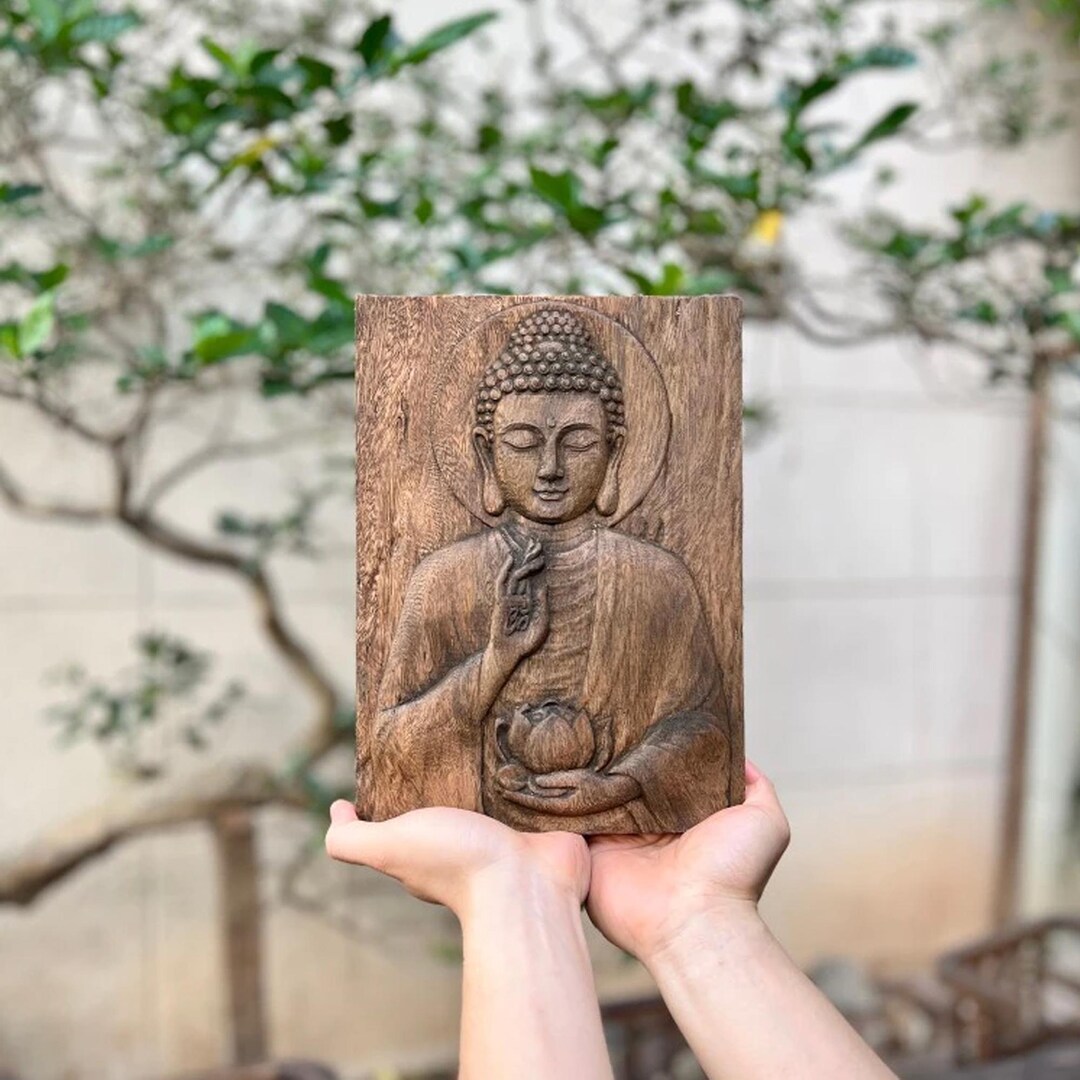 Handmade Wooden Buddha Wall Art | Hand-carved Buddha Panel | Spiritual ...