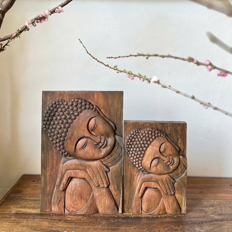 Handmade Wooden Buddha Wall Art | Hand-carved Buddha Panel | Spiritual ...