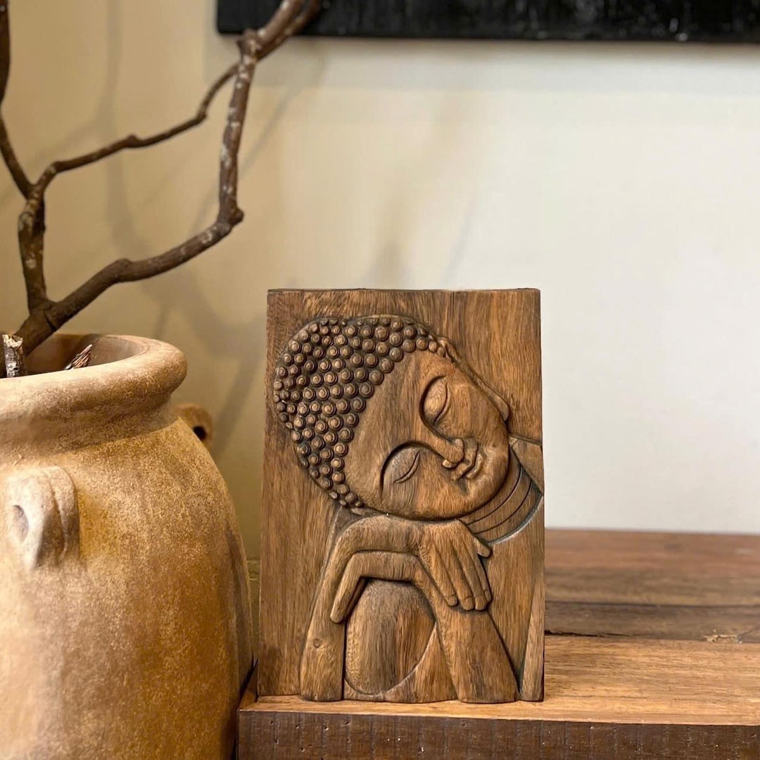Handmade Wooden Buddha Wall Art | Hand-carved Buddha Panel | Spiritual ...