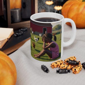 Farm Blues. Rustic Farmhouse Ceramic Mug, Cozy Beverage Holder, Gift for Farm Lovers, Country Living Decor, Coffee Tea Cup