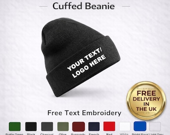 Bonnet unisexe brodé personnalisé, logo avec texte, couvre-chef vêtements de travail brodés personnalisés.