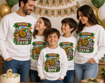 T-shirt personnalisé Jungle Birthday Boy, T-shirt Safari Animal Chiffre Âge, T-shirts assortis pour toute la famille, T-shirt enfant personnalisé avec prénom
